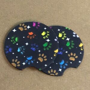 Set of two car coaster inserts rubber bottom